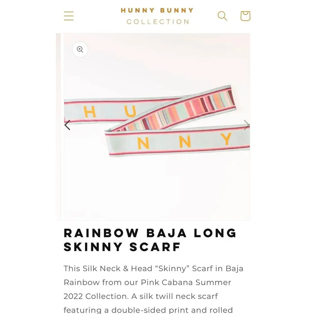 hunny bunny collection Rainbow Baja Long Skinny Hair Scarf